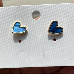 Blue heart stud earrings